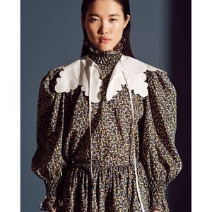 Horror Vacui Collia ruffle neck cotton lawn blouse citrus print‎ size S